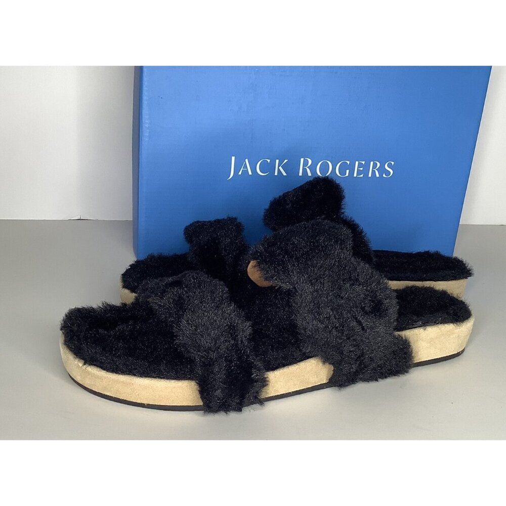 Jack Rogers Women's 11 Lauren comfort cozy black sandals - New